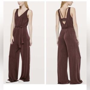 Lululemon Principal Dancer Jumpsuit *31" Midnight Maroon Cupro Sleeveless Sz 12
